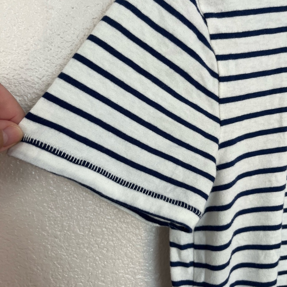 J. Crew Vintage Jersey Classic-Fit Crewneck T-shirt Stripe Navy White XS Cotton - Picture 4 of 10